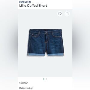 Dear John Dark Blue Cuffed Jean Shorts 14W